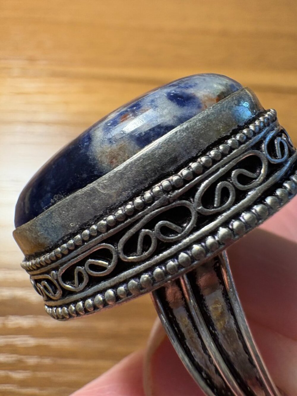Chunky Sodalite Ring in Sterling Silver Setting, 6.75